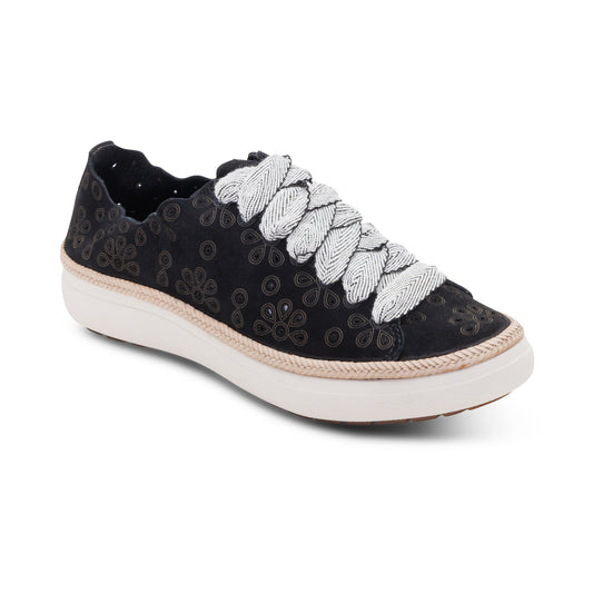 Aetrex Charlotte Lace-Up Sneaker - Black Nubuck
