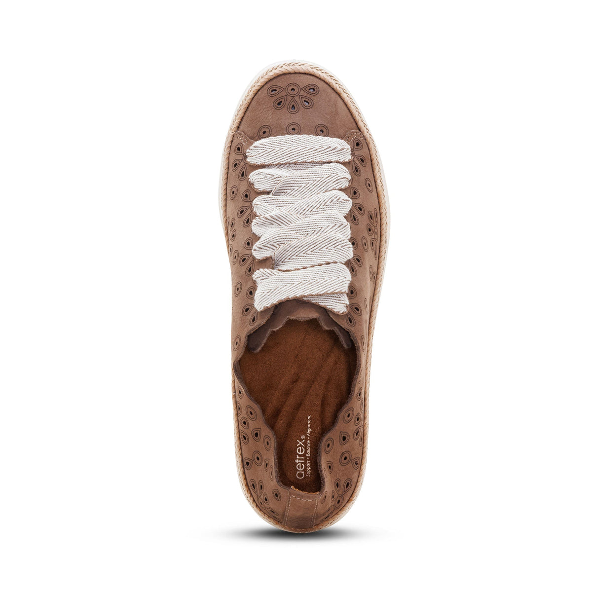 Aetrex Charlotte Lace-Up Sneaker - Taupe Nubuck