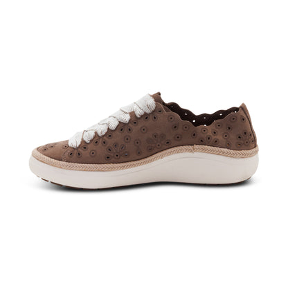 Aetrex Charlotte Lace-Up Sneaker - Taupe Nubuck