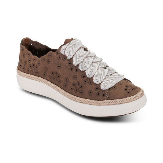 Aetrex Charlotte Lace-Up Sneaker - Taupe Nubuck