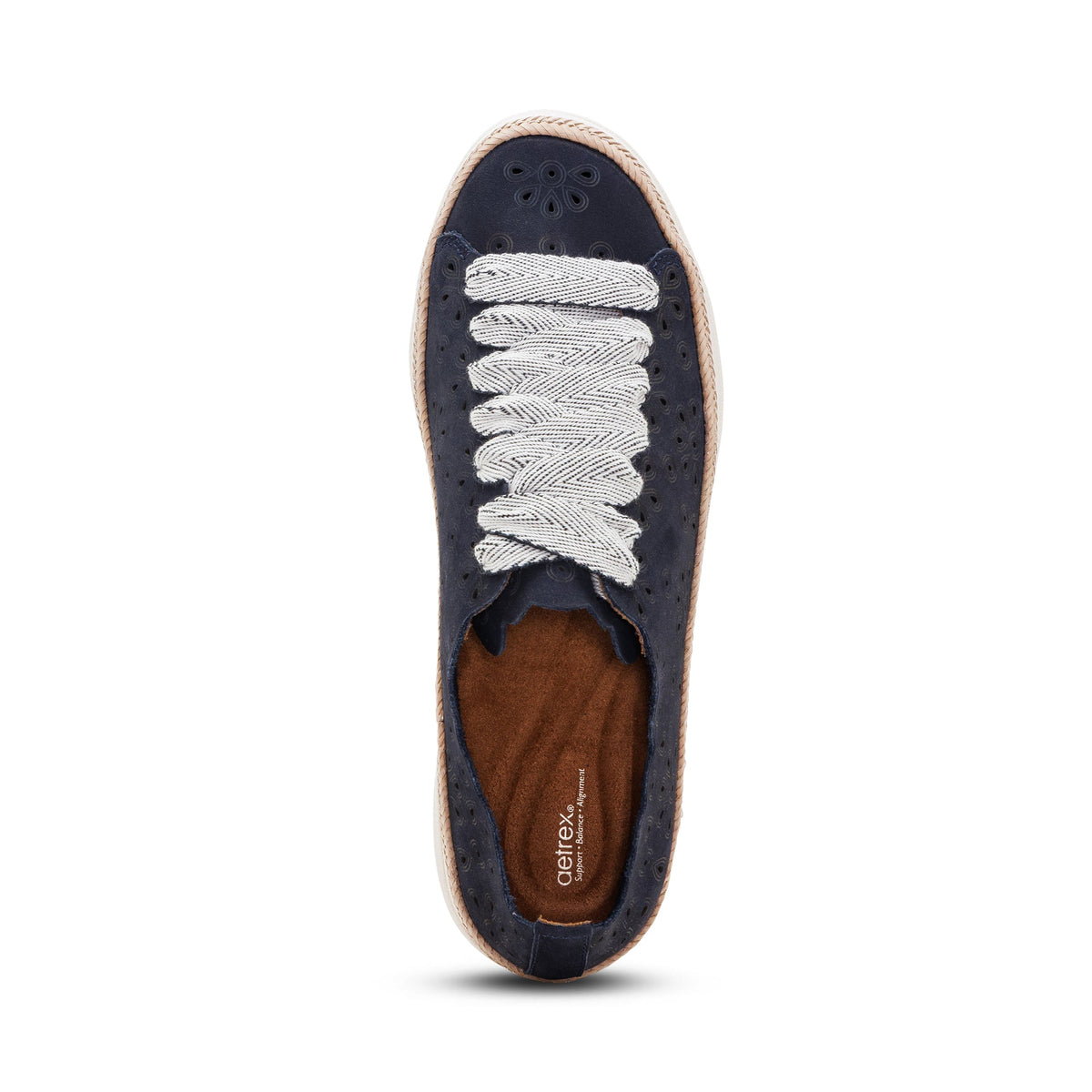 Aetrex Charlotte Lace-Up Sneaker - Navy Nubuck