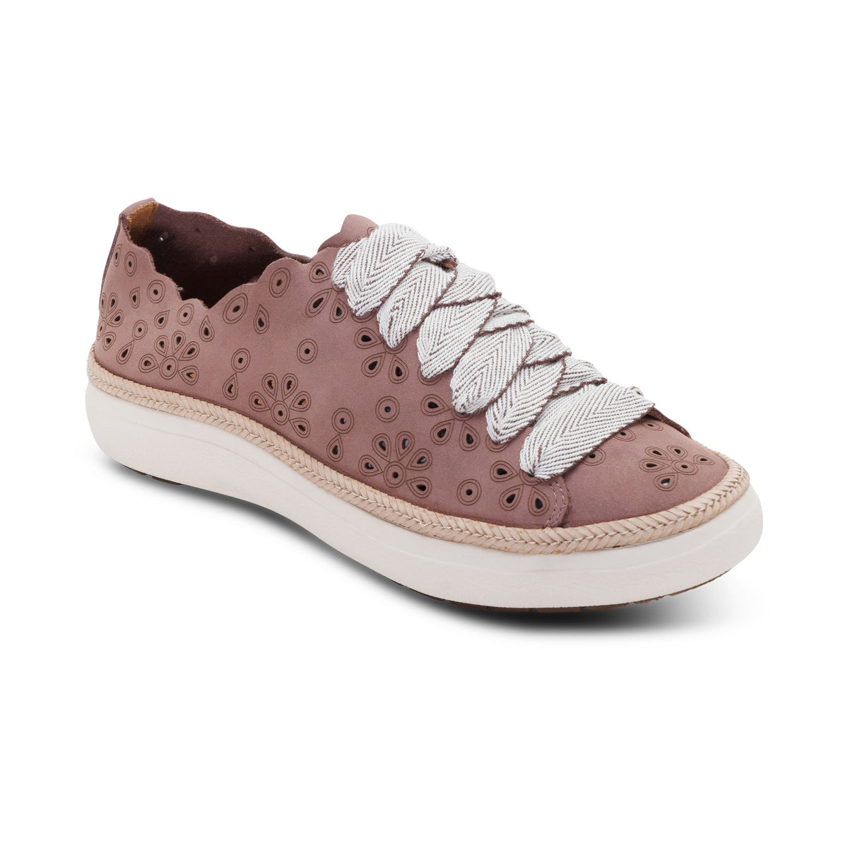 Aetrex Charlotte Lace-Up Sneaker - Mauve Nubuck