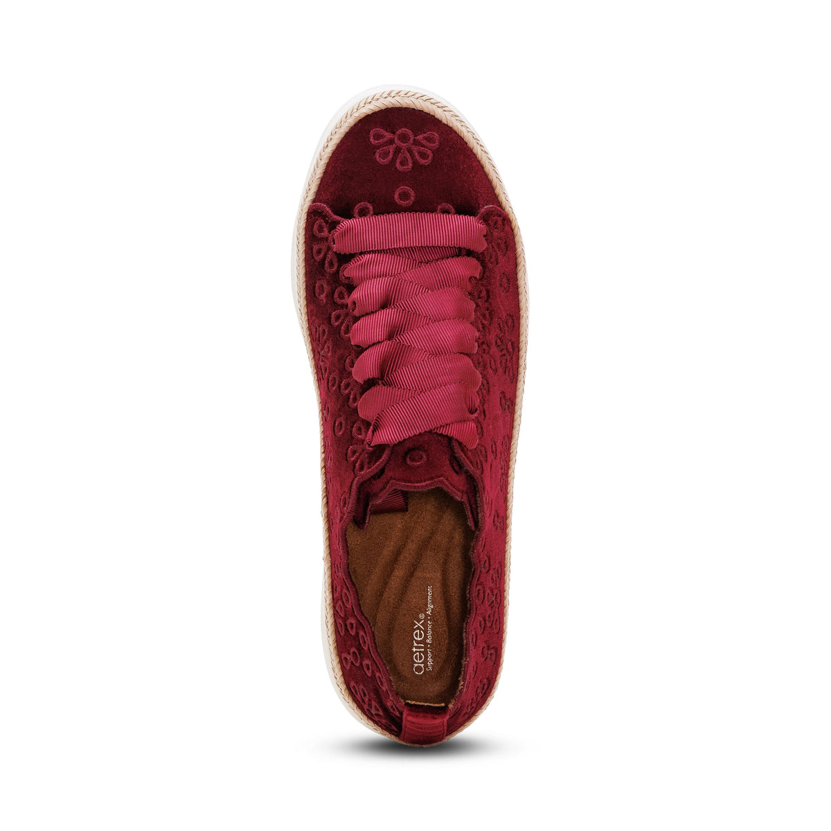 Aetrex Charlotte Lace-Up Sneaker - Burgundy Velvet