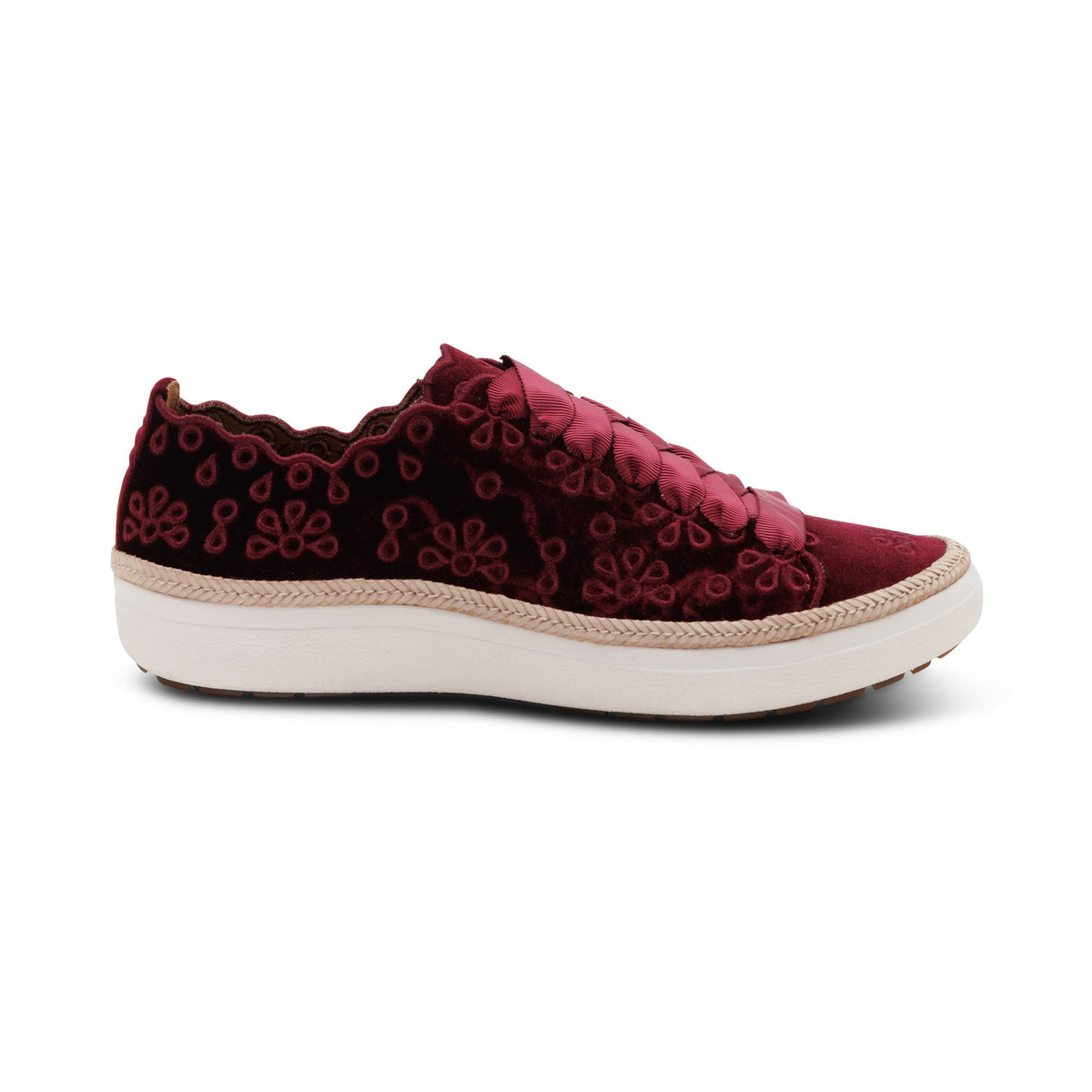 Aetrex Charlotte Lace-Up Sneaker - Burgundy Velvet