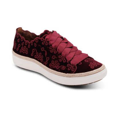 Aetrex Charlotte Lace-Up Sneaker - Burgundy Velvet