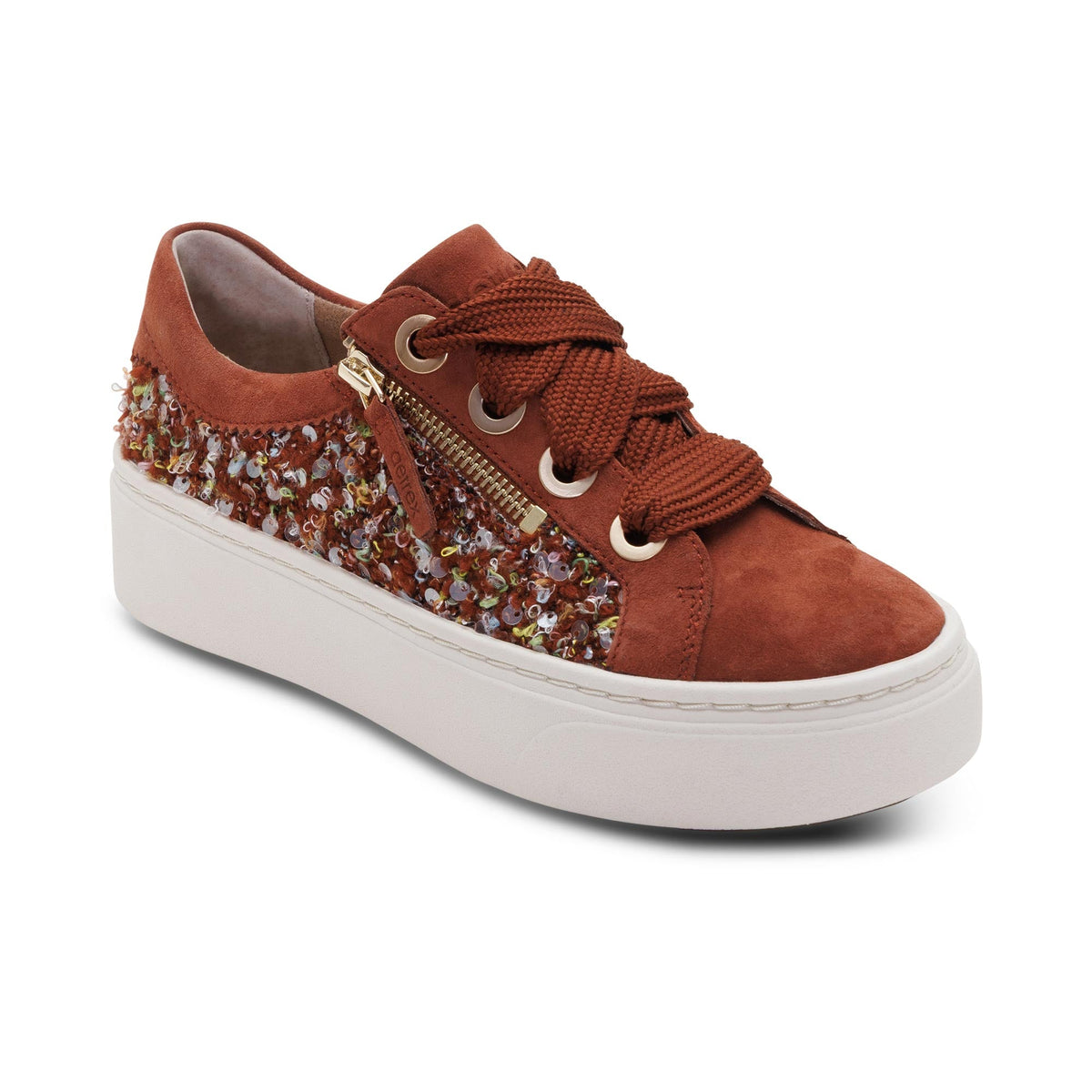 Aetrex Aubrey Arch Support Platform Sneaker - Russet Knit