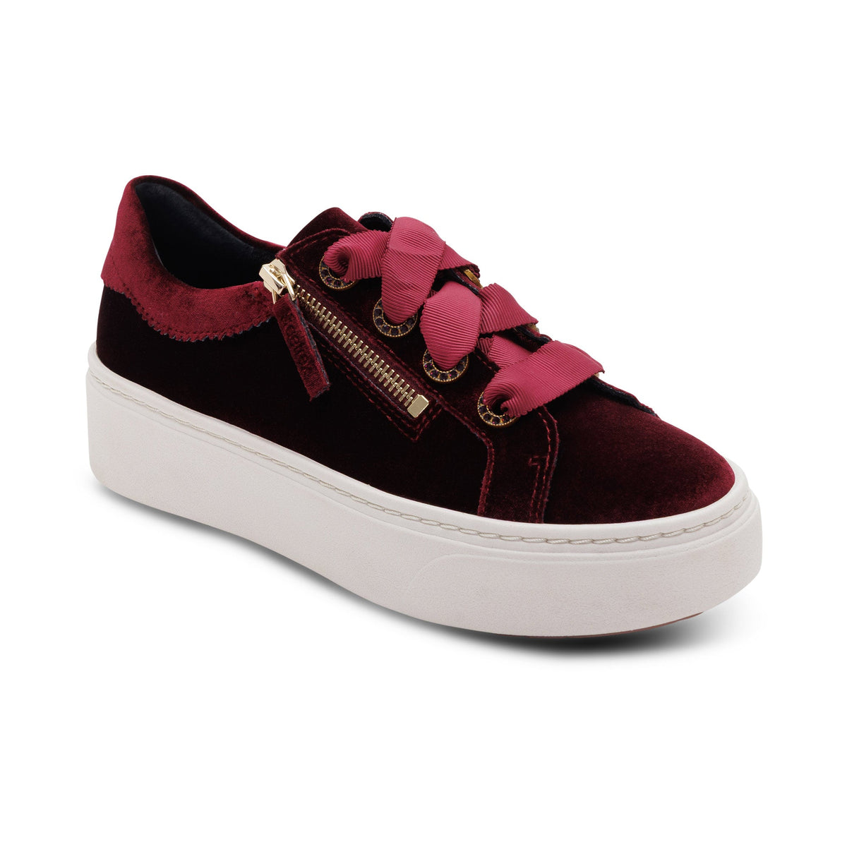 Aetrex Aubrey Arch Support Platform Sneaker - Burgundy Velvet
