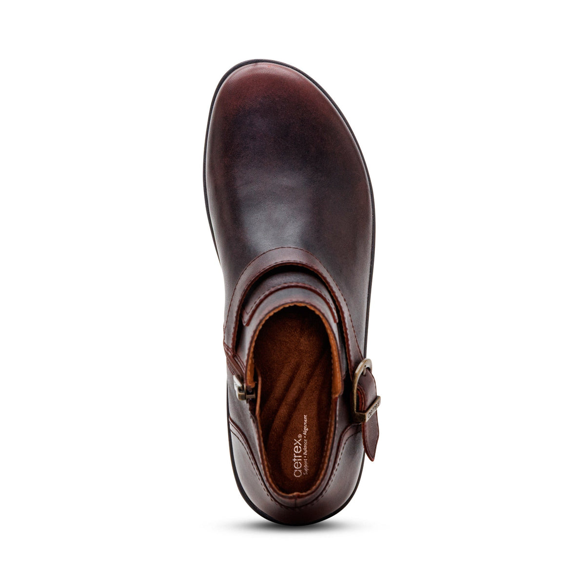 Aetrex Leah Buckle Bootie - Cordovan