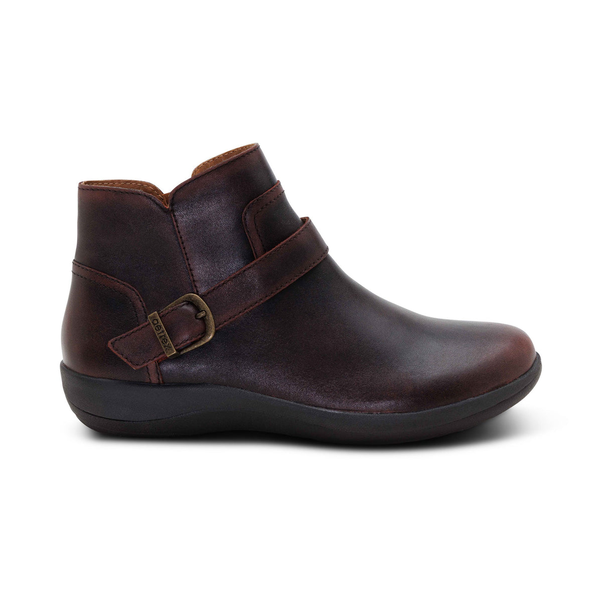 Aetrex Leah Buckle Bootie - Cordovan
