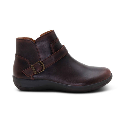 Aetrex Leah Buckle Bootie - Cordovan