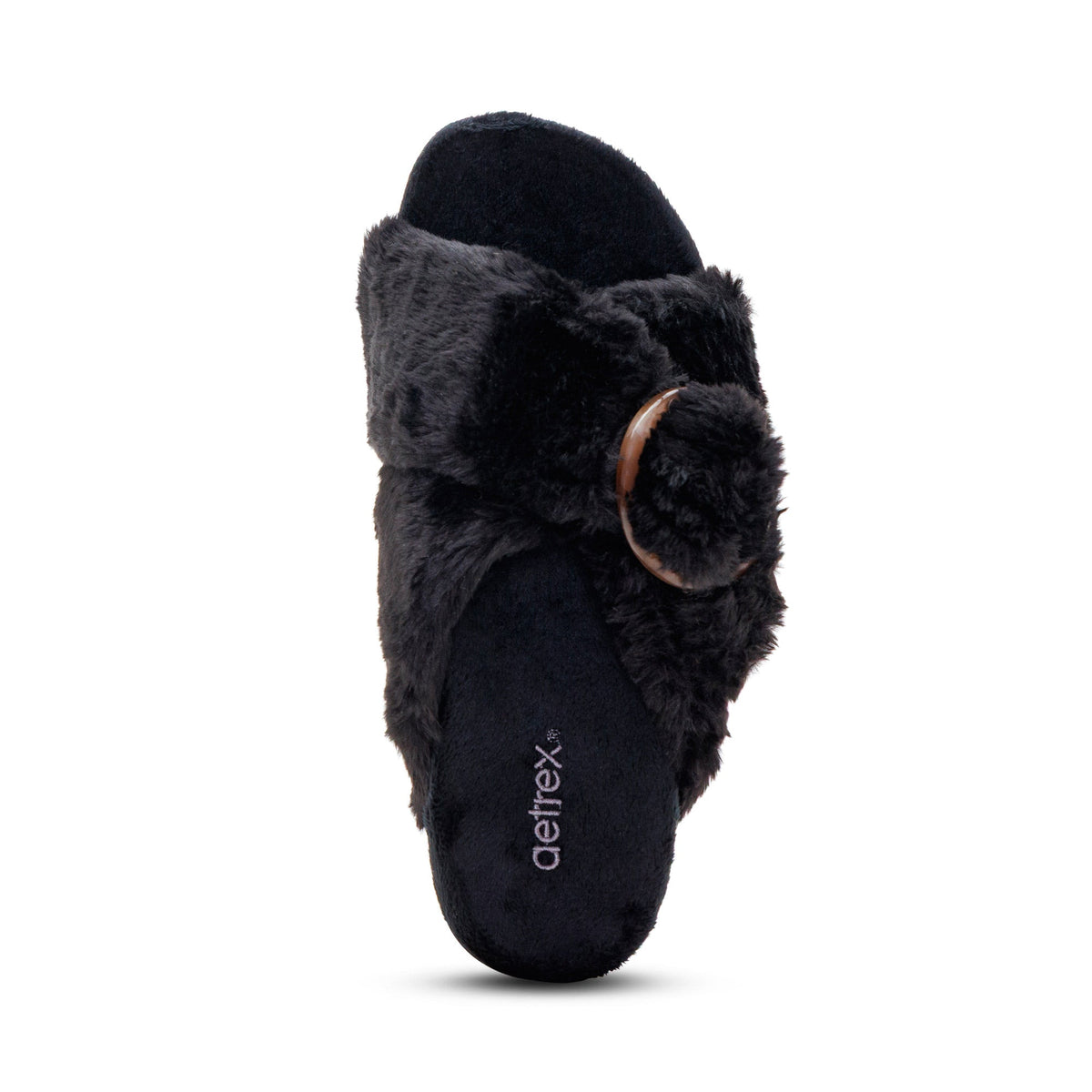 Aetrex Macy Open-Toe Slipper - Black