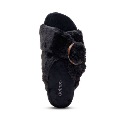 Aetrex Macy Open-Toe Slipper - Black