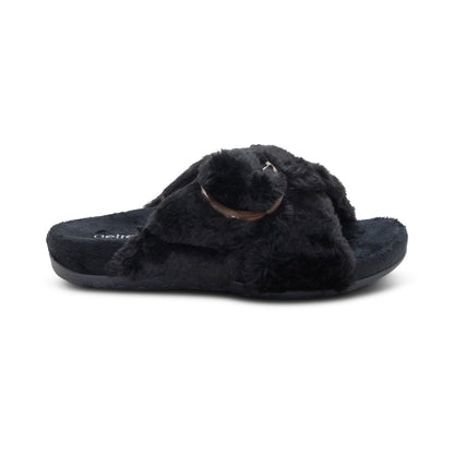 Aetrex Macy Open-Toe Slipper - Black