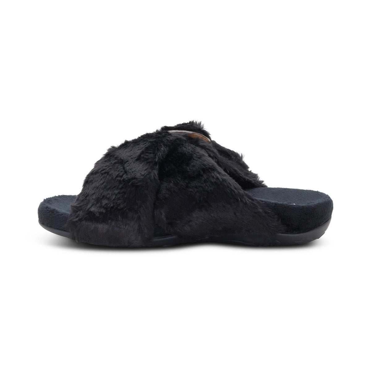 Aetrex Macy Open-Toe Slipper - Black