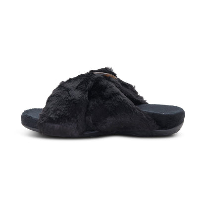 Aetrex Macy Open-Toe Slipper - Black