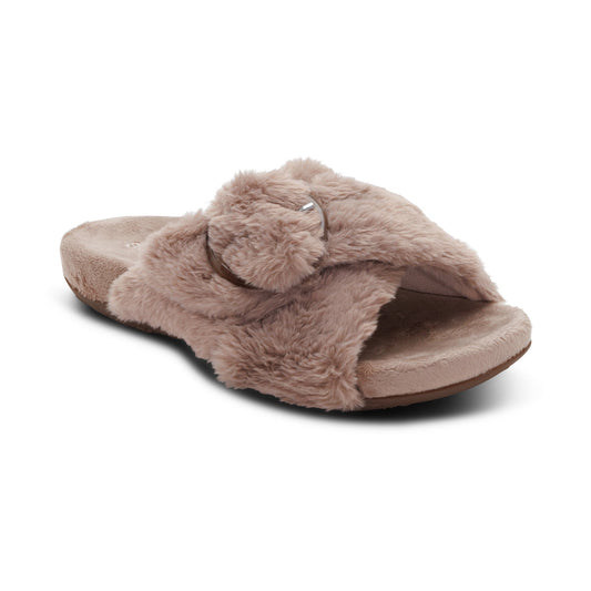 Aetrex Macy Open-Toe Slipper - Mushroom