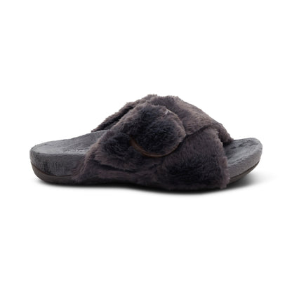 Aetrex Macy Open-Toe Slipper - Charcoal