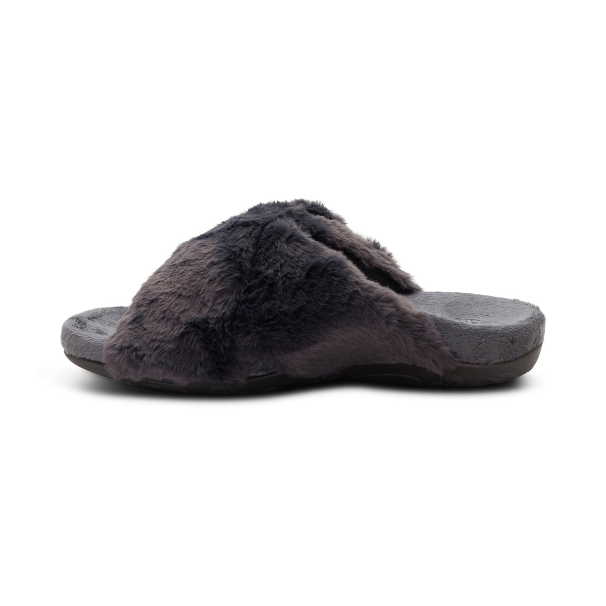 Aetrex Macy Open-Toe Slipper - Charcoal