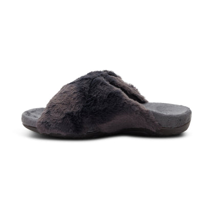 Aetrex Macy Open-Toe Slipper - Charcoal