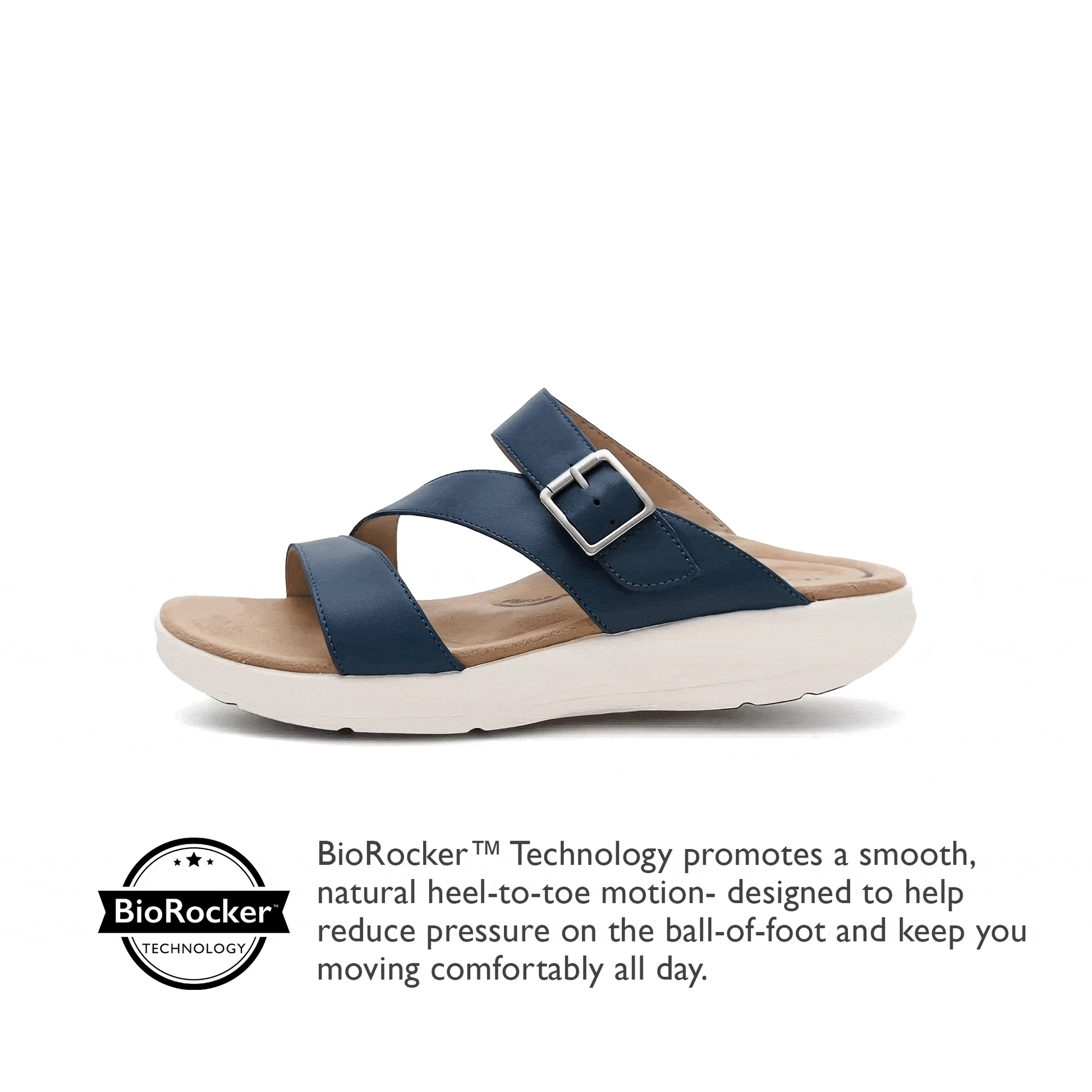 Aetrex Jenny Adjustable Slide Sandal - Navy