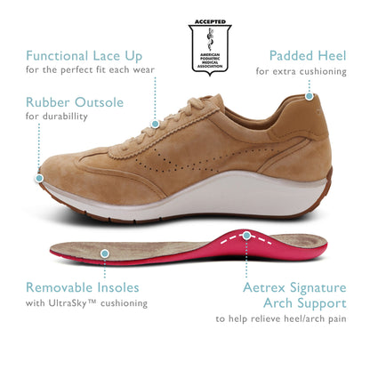 Aetrex Athena Arch Support Sneaker - Tan