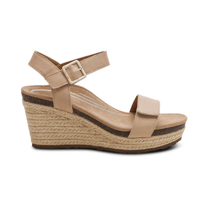 Aetrex Sydney Quarter Strap Espadrille Wedge - Bone
