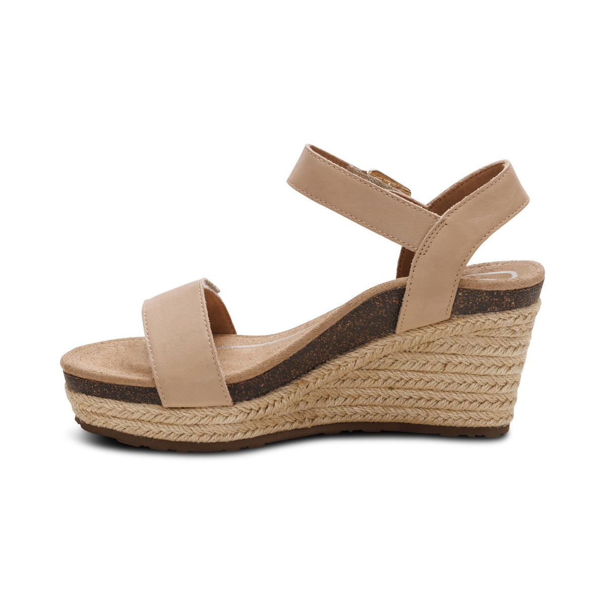 Aetrex Sydney Quarter Strap Espadrille Wedge - Bone