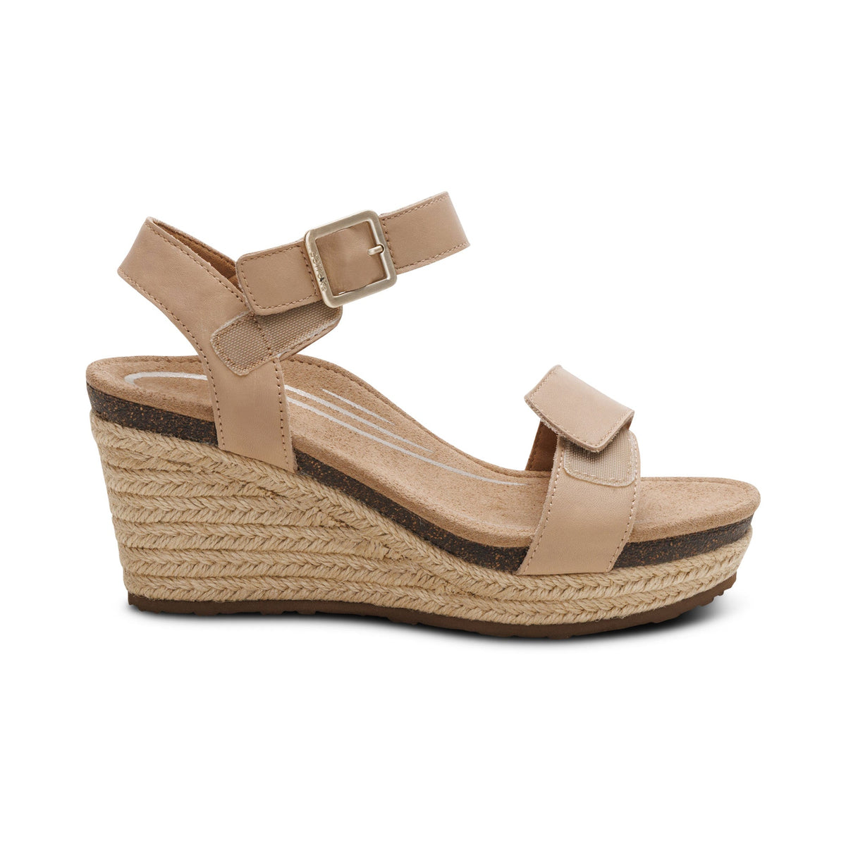 Aetrex Sydney Quarter Strap Espadrille Wedge - Bone