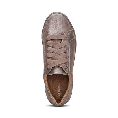 Aetrex Courtney Lace-up Sneaker - Brushed Silver
