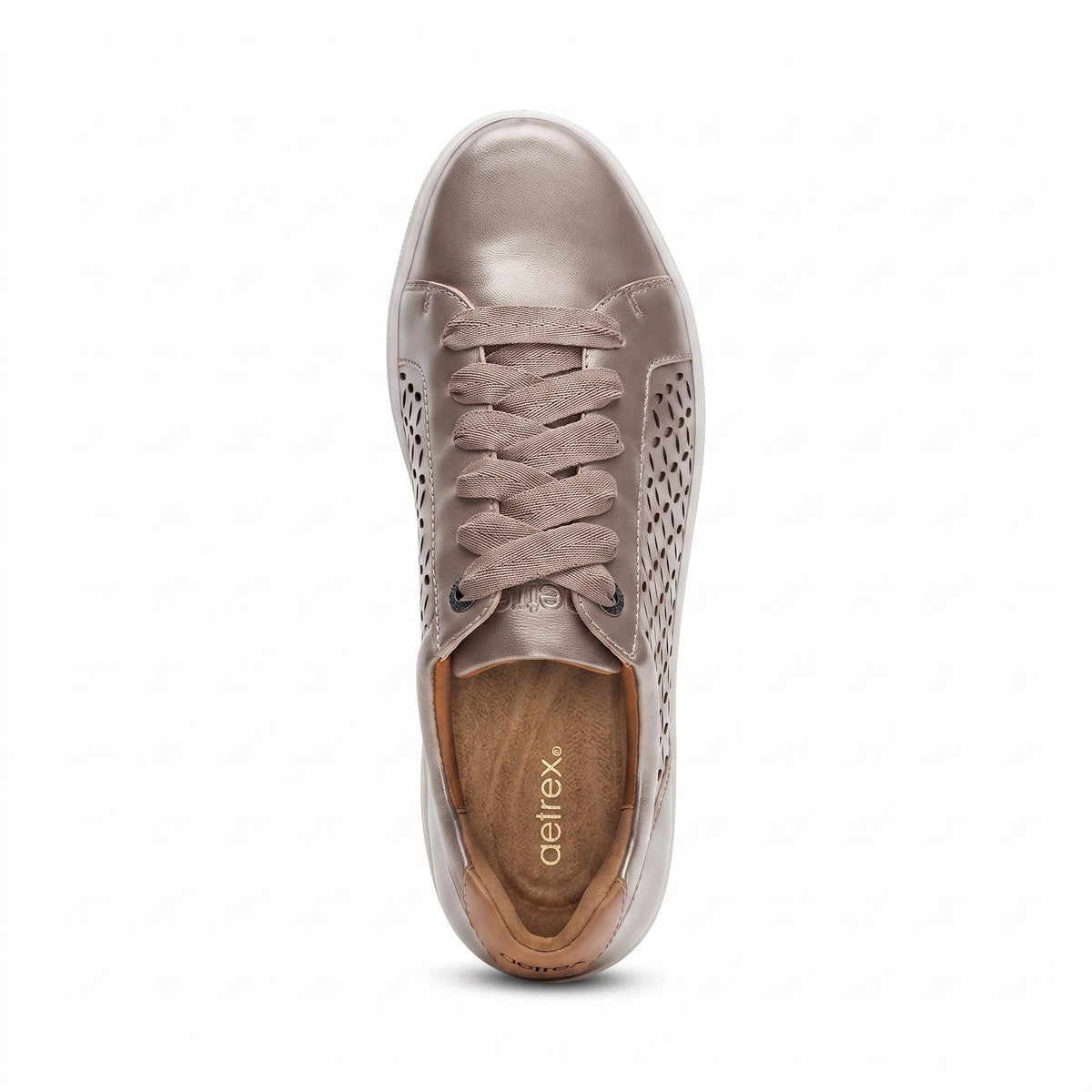 Aetrex Courtney Lace-up Sneaker - White Gold Cutout
